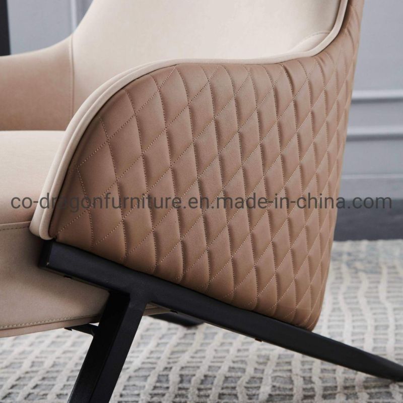 Luxury Home Furniture Metal Legs Leather High Back Leisure Chair