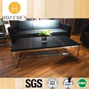 Classical Leather Tea Table with Stainless Steel Frame (S210)