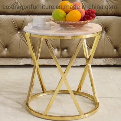 Gold Stainless Steel Side Table with Top for Home Furniture