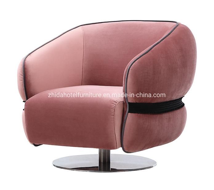 Pink Velvet Living Room Hotel Home Swivel Chair for Coffee Shop