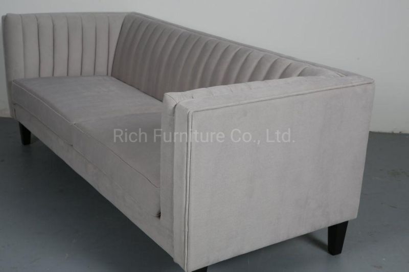 Living Room Pleated Back Sofa Fabric Couch