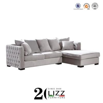 L Shape Office Furniture Velvet Fabric Sofa Set