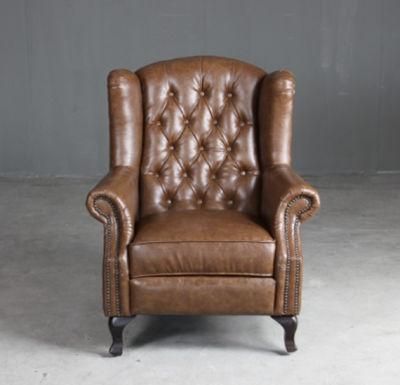 Antique Retro Chesterfield Wingback Armchair High Back Leather Sofa Chair