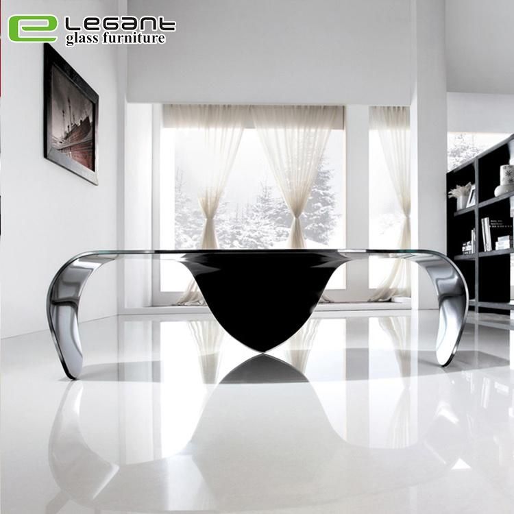 New Model Bent Glass Legs Black Large Center Coffee Table