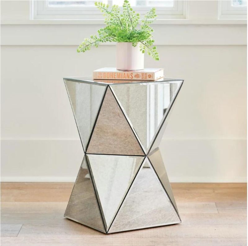 Multifunction Diamond Angle Tempered Glass Coffee Mirrored Table