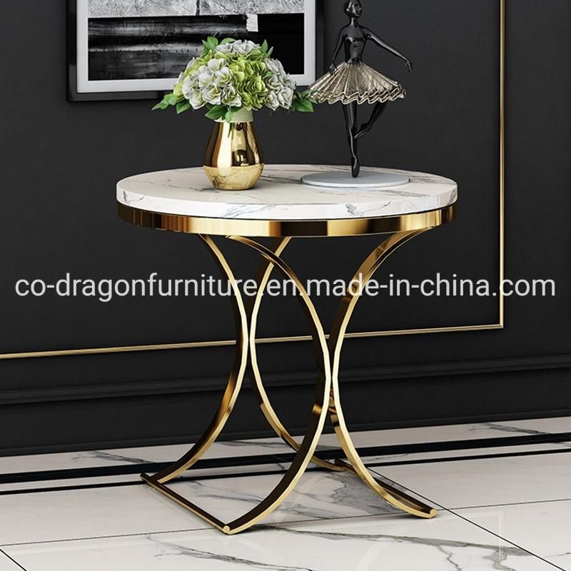 Fashion Minimalist Living Room Furniture Gold Stainless Steel Side Table