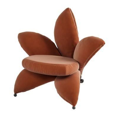 Newly Nordic Unique Design Modern Home Furniture Leisure Living Room Bedroom Comfort Velvet Fabric Flower Chair