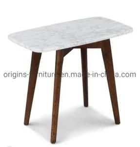 Marble Tea Table Solid Wood Leg