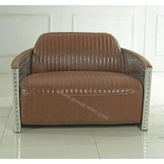 Modern Living Room Sofa Genuine Leather Aluminum Sofa