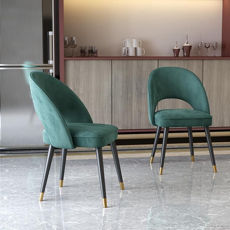 Hot Sale Modern Luxury Home Furniture Green Velvet Metal Chair for Restaurant Room Dining Chairs Sillas Stoelen