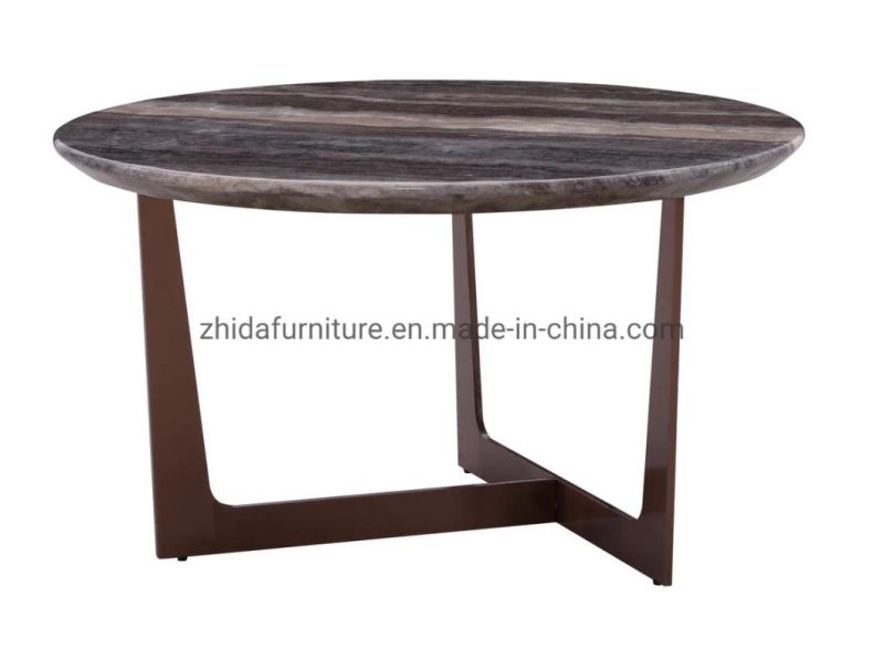 Round Shape Marble Top Metal Base Apartment Bedroom Side Coffee Table