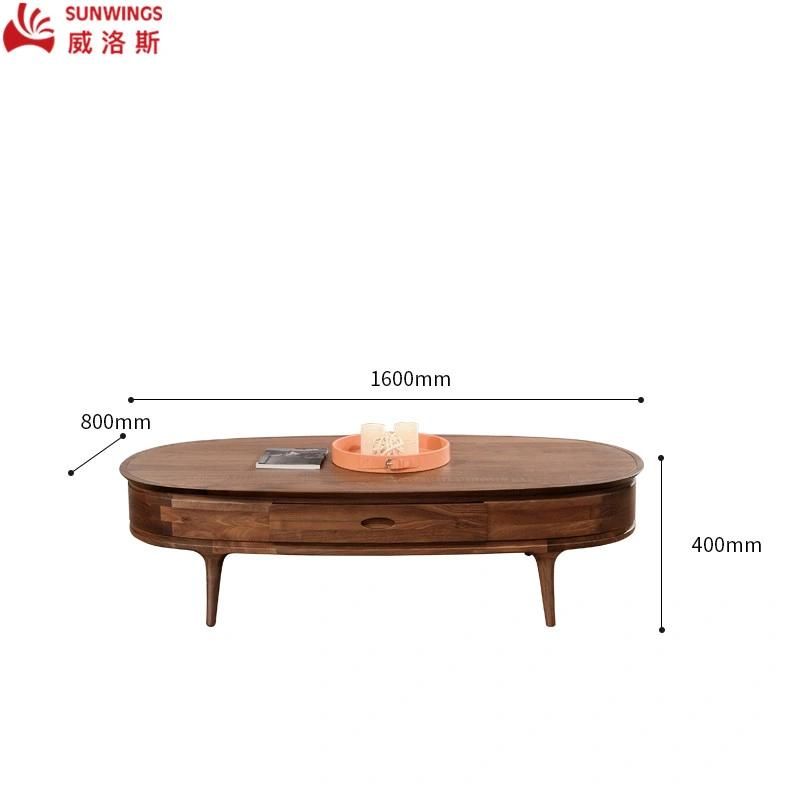 Nordic Ash Solid Wood Drawer Type Tea Table Furniture for Living Room