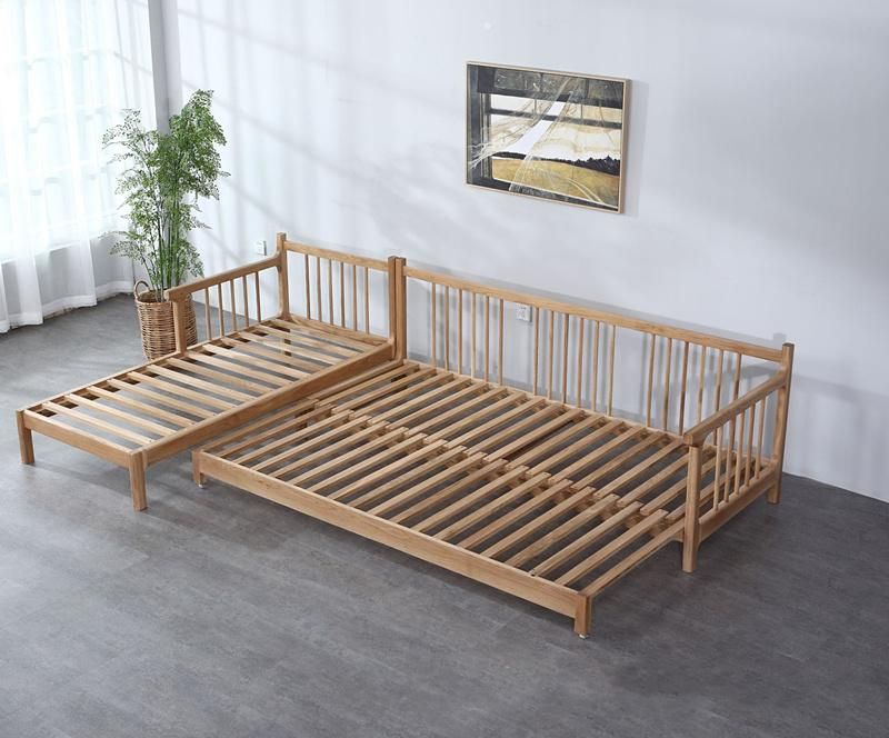 White Oak Modern Minimalist Solid Wood Corner Sofa Bed Multifunctional Sofa Bed 0077