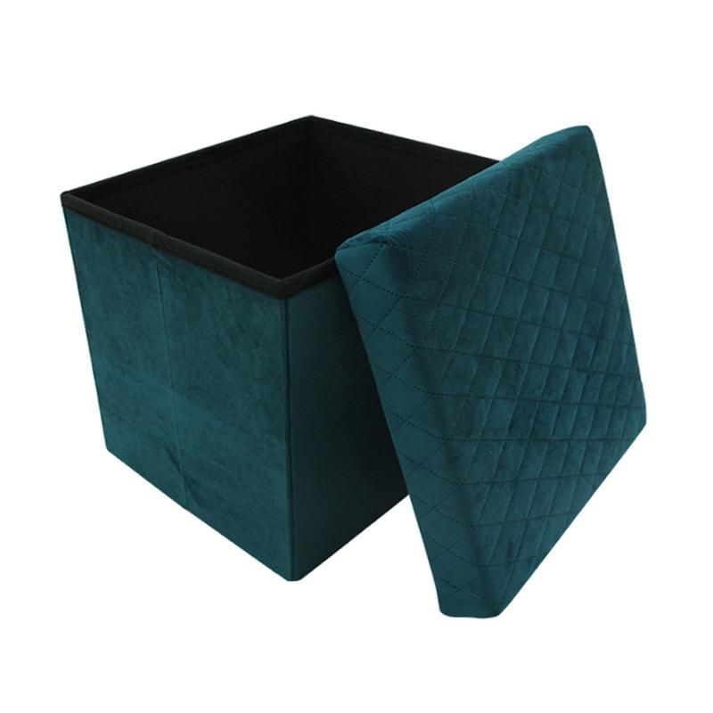 Custom Portable Shoes Changing Stool Luxury Velvet Foldable Storage Ottoman