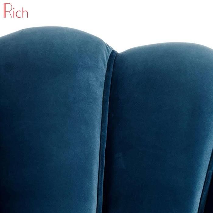 Modern Home Furniture Single Sofa Shell Shaped Velvet Arm Chair with Metal Legs