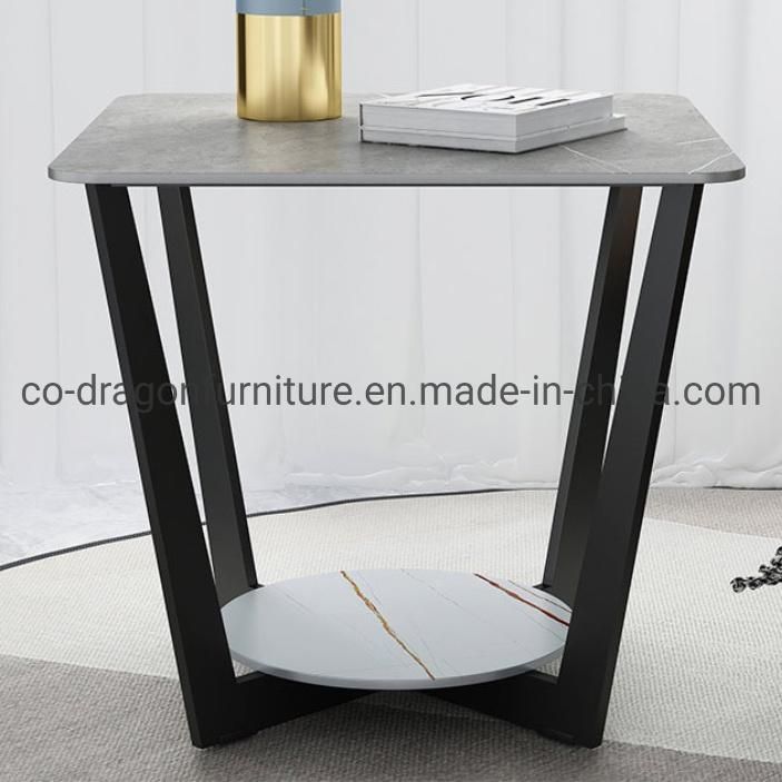 Modern Square Side Table with Marble Top for Livingroom Furniture