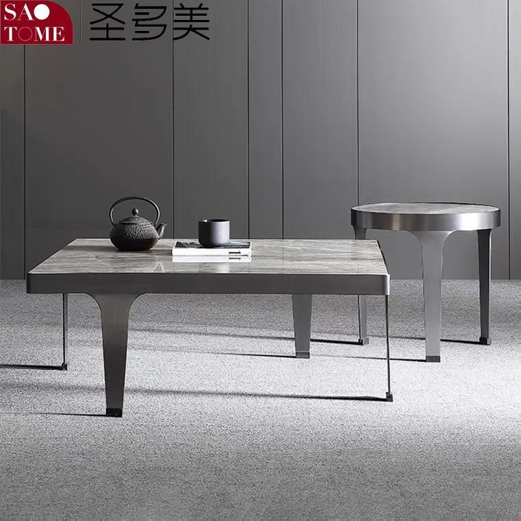 Modern Popular Living Room Furniture Two Sizes of Stainless Steel Gray Titanium Tea Table