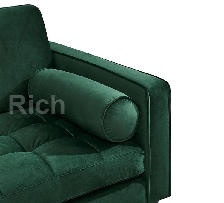 Nordic Style Living Room Set Green Fabric Velvet Arm Couch