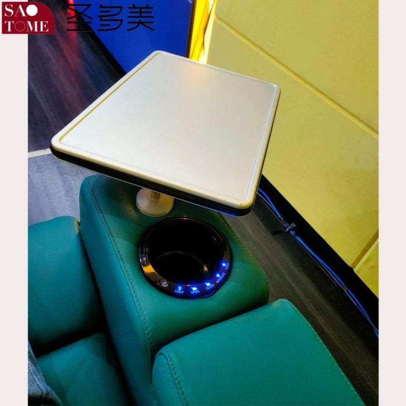 Comfortable Private Theater Leather Double Armrest Unit Retractable Functional Sofa