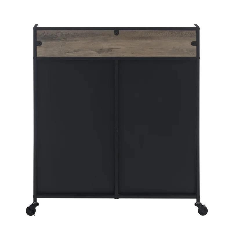 Wine Storage Metal Cabinet with Wheels Metal Cart