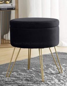 Living Room Footstool Luxury Elegant Stainless Steel Footstool Gold Hotel Ottoman Pouf