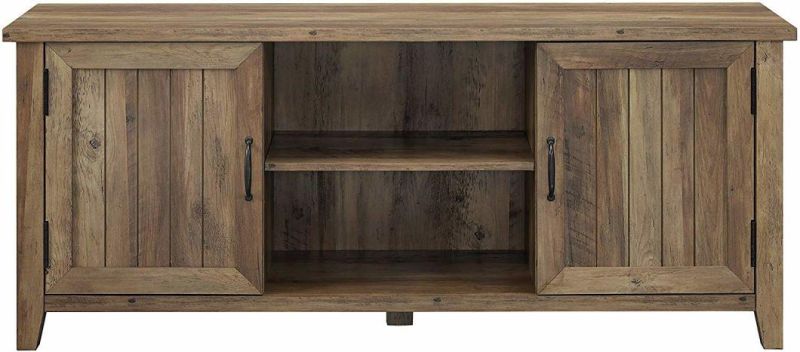 Rustic Oak 58" TV Stand with Storage Doors