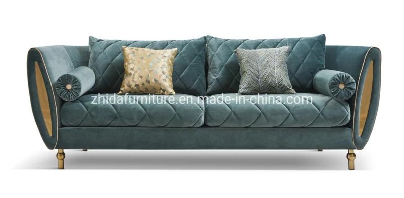 Luxury Classic Living Room Furniture Fabric Sofa with Gold Feet