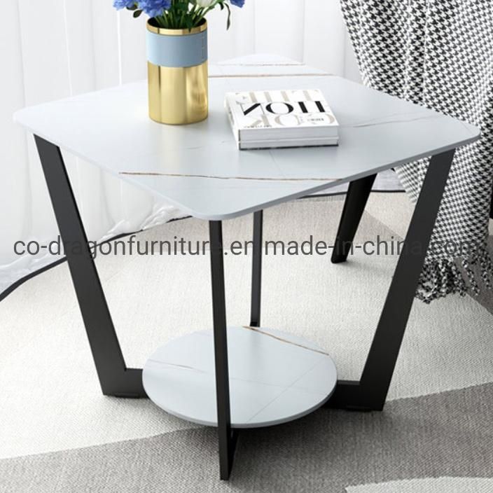 Modern Square Side Table with Marble Top for Livingroom Furniture