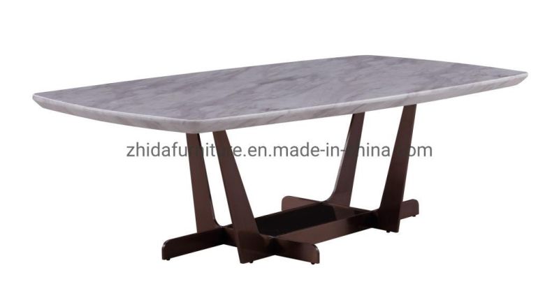 Zhida Factory Wholesale Modern Design Villa Living Room Center Table Marble Stainless Steel Leg Rectangular Coffee Tea Table for Hotel Furniture