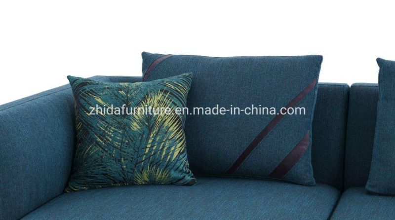 Zhida Customized OEM Home Furniture Supplier Modern Villa Living Room Modular Fabric L Shape Sectional Sofa with Ottoman for Hotel Reception Area