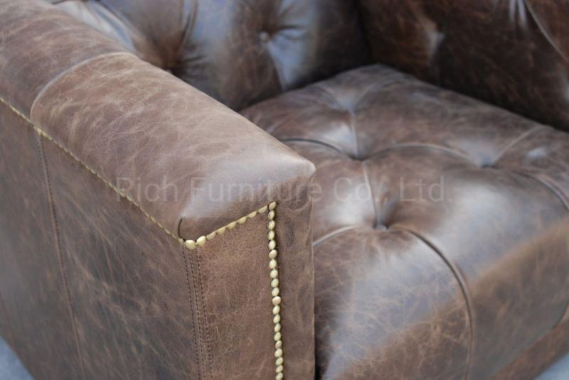 New Design Amercian Style Vintage Leather Sofa Living Room Sofa