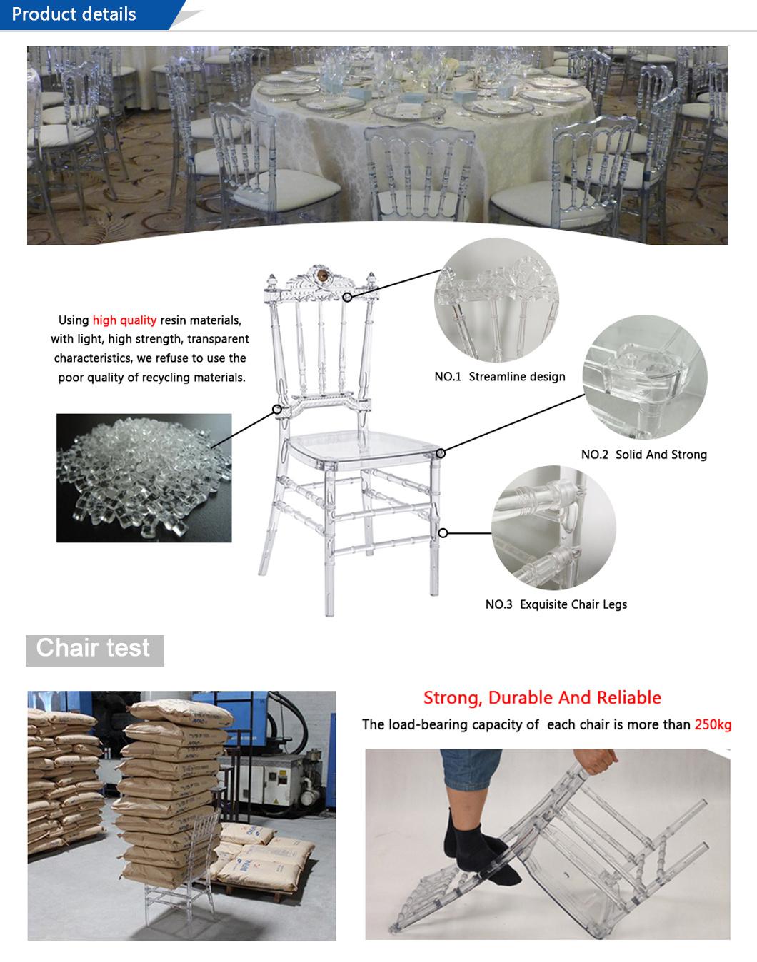 New Design Royal Transparent Resin Chiavari Napoleon Chair for Party