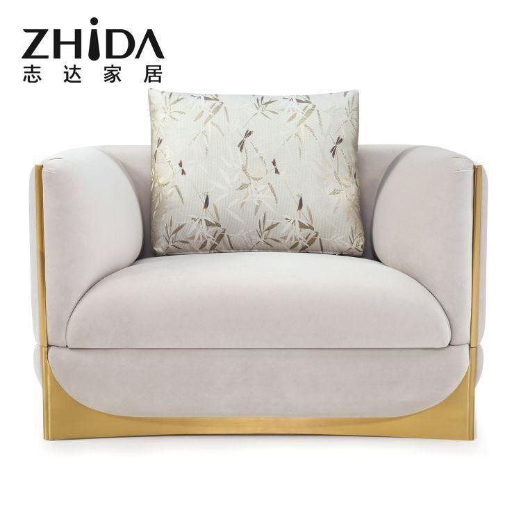 Hot Sale Italian New Luxury Style Sofas Comfort 3+2+1 Seater Stainless Steel High-End Villa Sofa Foshan Manufacturer Directly Sale