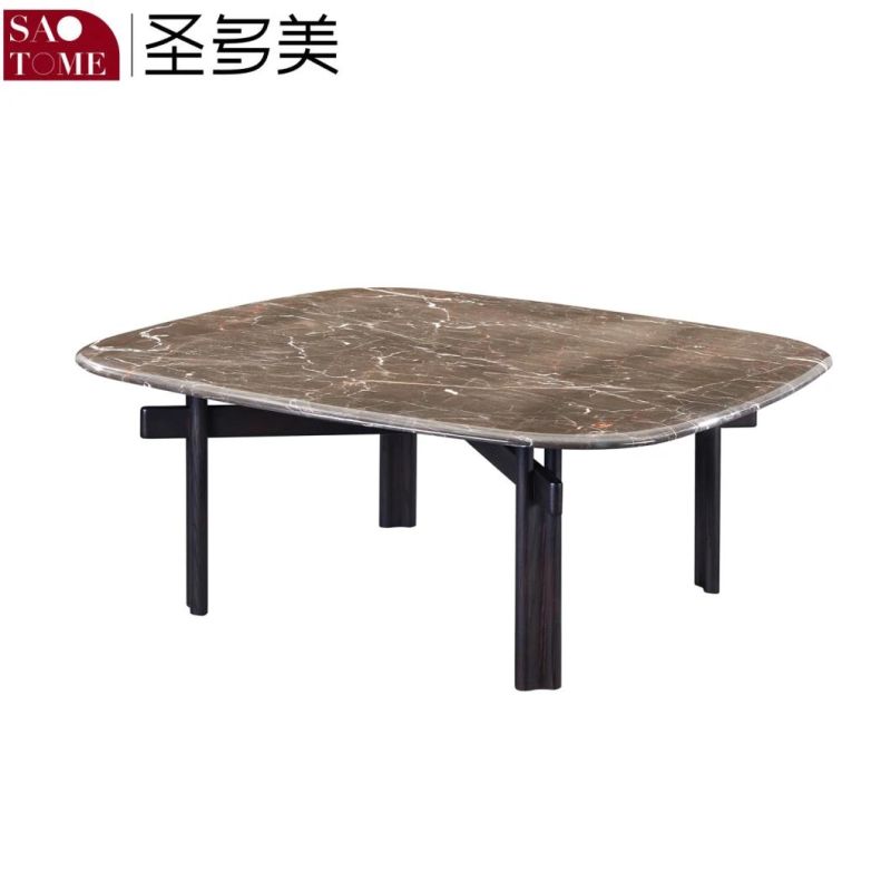 Senior Living Room Furniture Hand Inlaid Black and White Striped Marble Long Tea Table