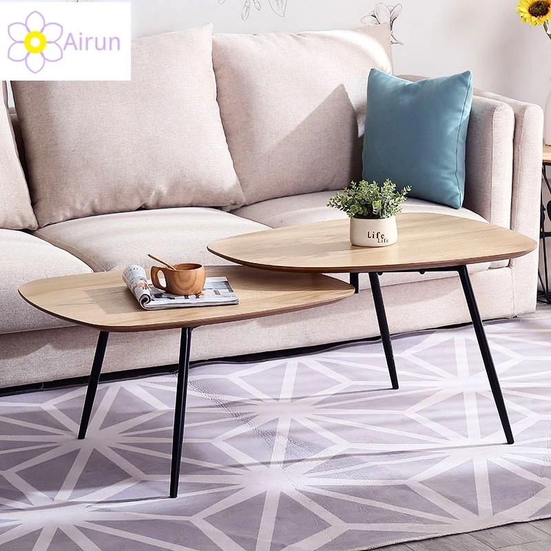 Best Sale Wooden Coffee Tables Sets Simple Side Table Metal Legs End Table Sets