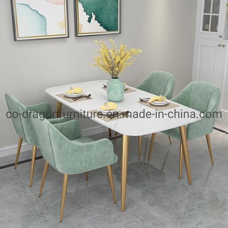 High Quality Modern Home Furniture Metal Leg Fabric Dining Chair