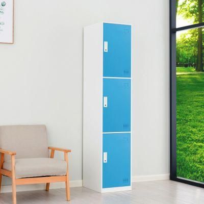 Knock Down 3 Door Lockable Metal Locker Steel Vertical Lockers for Gym School Home