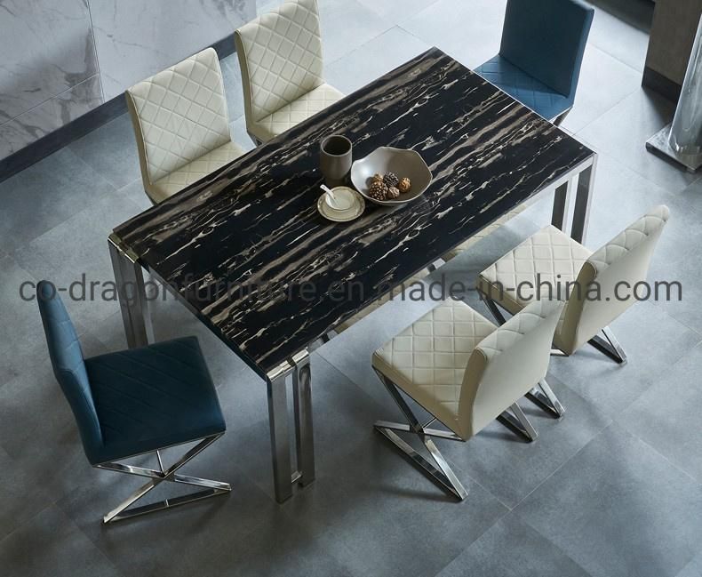 Dining Furniture High Back Steel Frame Leather Dining Chair