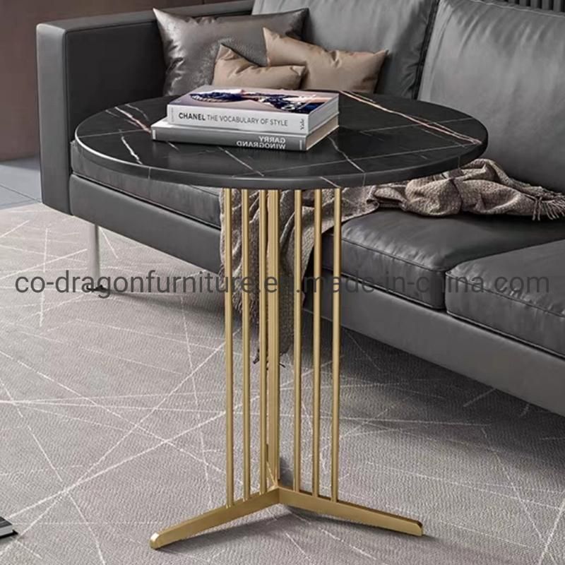 Modern Home Furniture Gold Steel Coffee Table with Marble Top