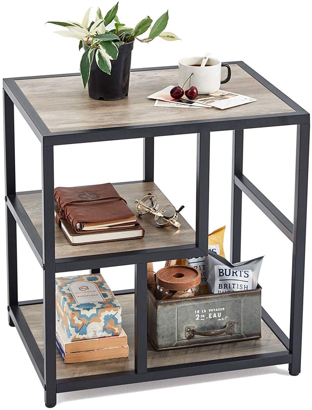 Factory Wholesale Industrial Bedside Table with Storage Basket for Bedroom