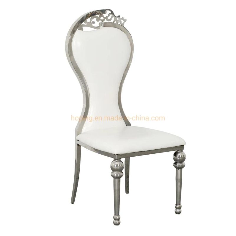 Modern Crown Deco Metal Stainless Steel Round Back White Wedding Chair for Childern