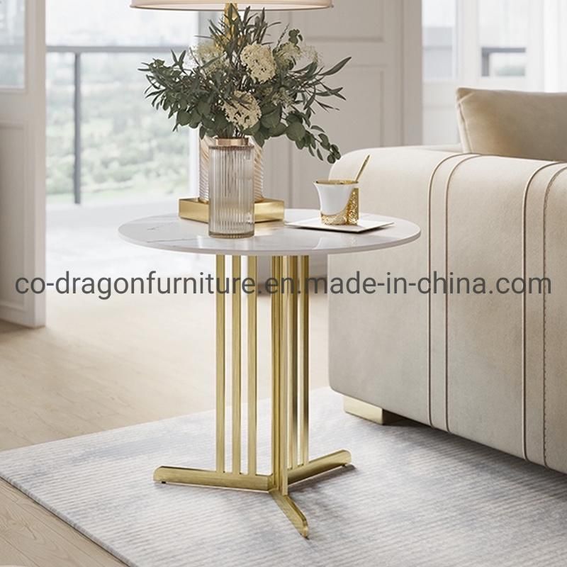 Modern Home Furniture Gold Steel Coffee Table with Marble Top