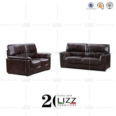 Nordic Top Grain Genuine Leather Corner Sofa Chair Furniture Set