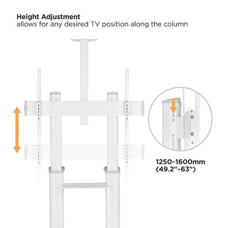 New Arrivals Height Adjustable Large Screen Aluminum TV Cart