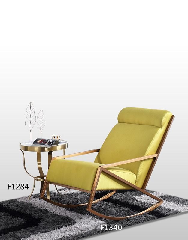 Leisure Grand Rocking Chair for Living Room Home Furniture with Metal Base Rose