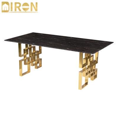 Black Marble Top Rectangle Gold Stainless Steel Coffee Table