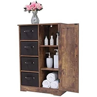 Living Room Office Retro Rustic Brown Floor Storage Cabinet 0226