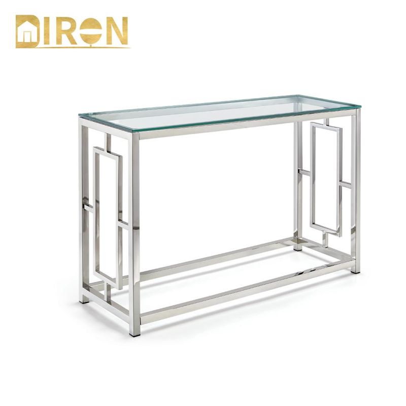 2021 Modern Black Simple Style Furniture Contemporary Tempered Glass Polish Stainless Steel Leg Side Table