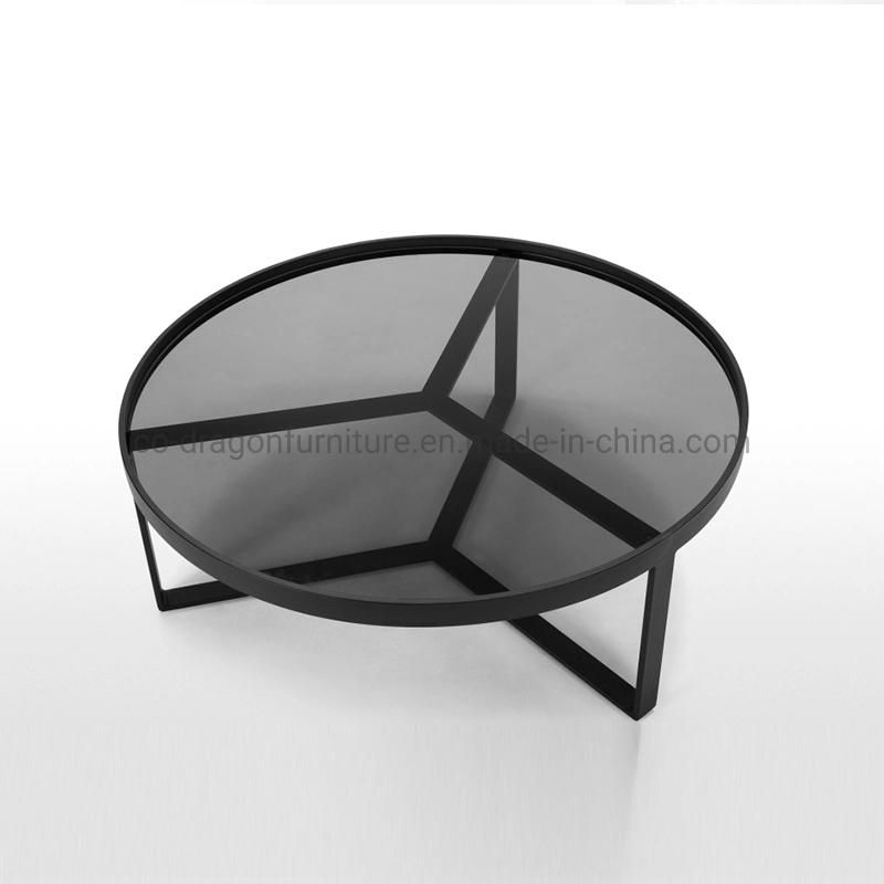 Modern Round Tempered Glass Coffee Table for Living Room