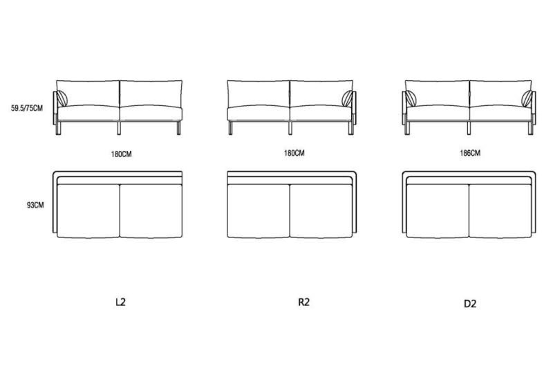 Hotel Apartment Villa Home Furniture Modern Living Room Metal Leg L Shape Corner Sectional Fabric Sofa